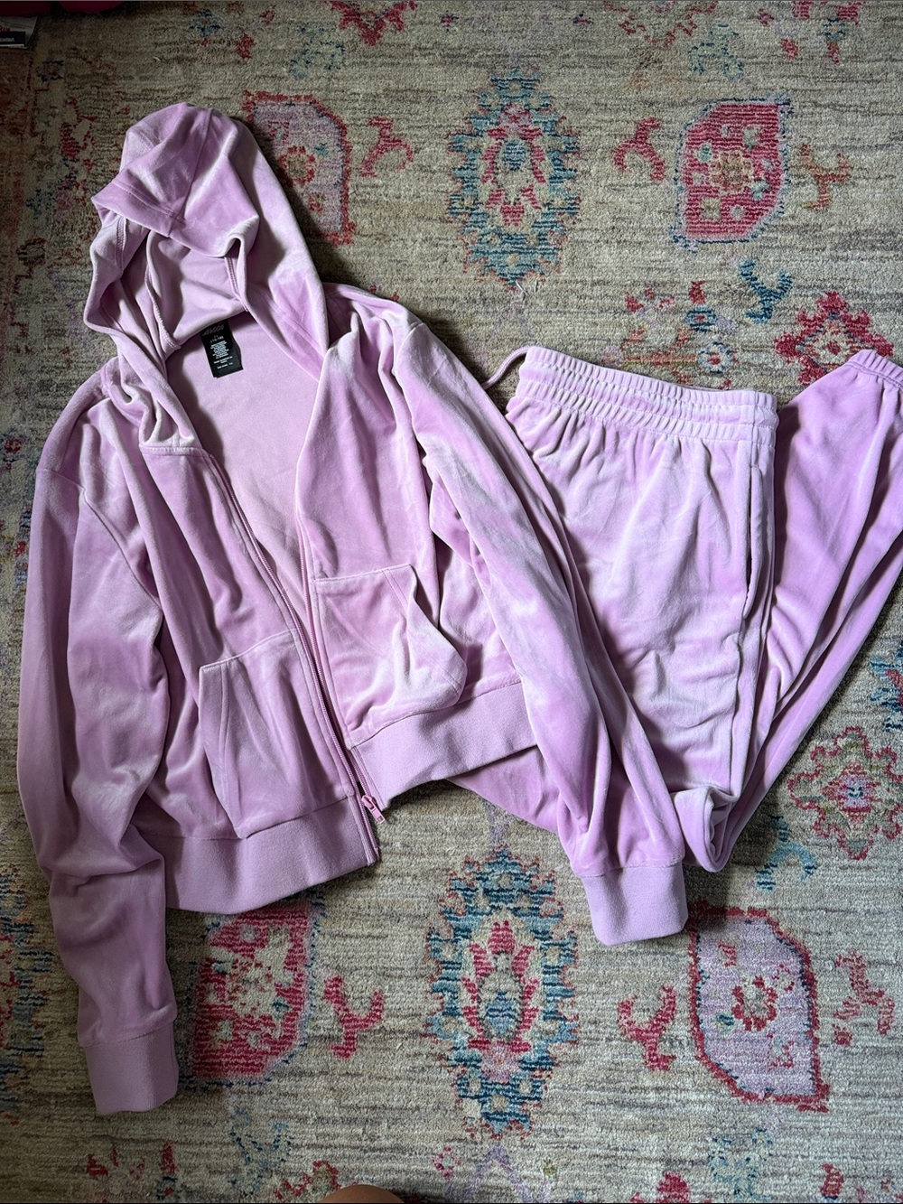 Pink Velour Hoodie & Jogger Set